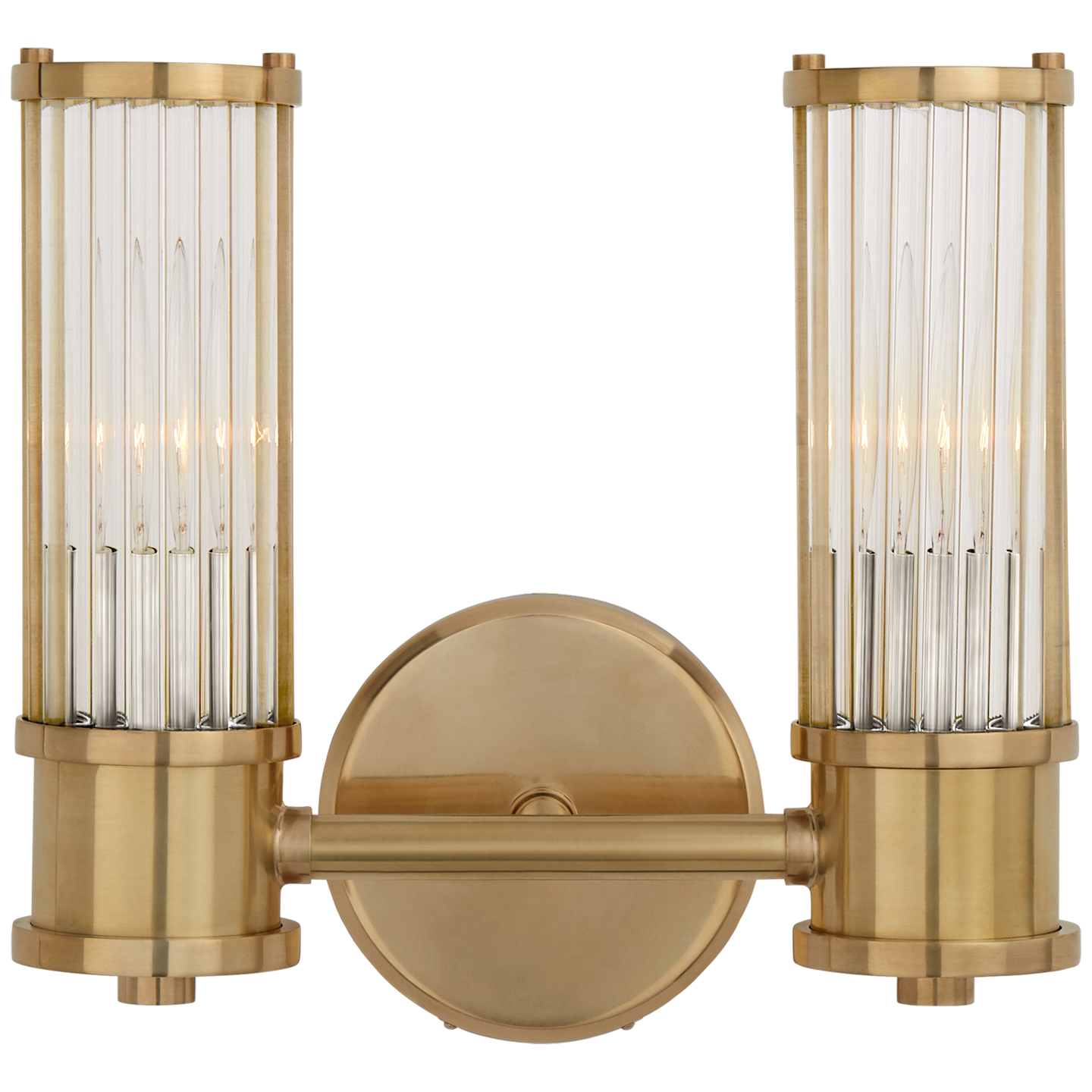 Allen Double Sconce in Natural Brass and Glass Rods