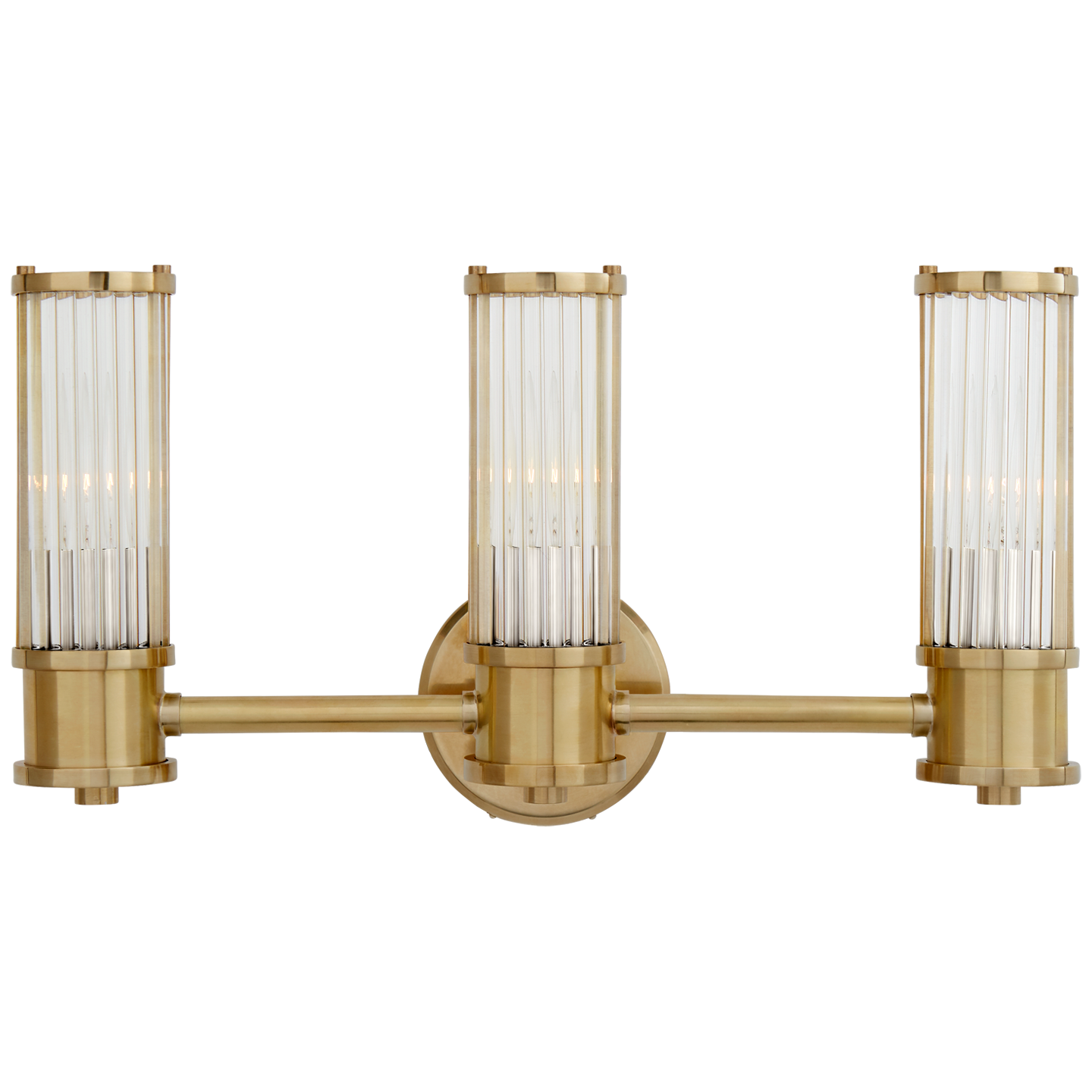 Allen Triple Sconce in Natural Brass and Glass Rods