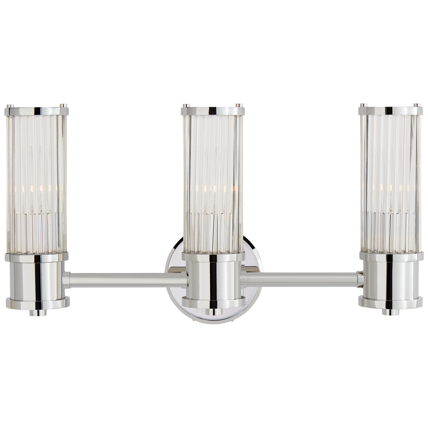 Allen Triple Sconce in Polished Nickel and Glass Rods