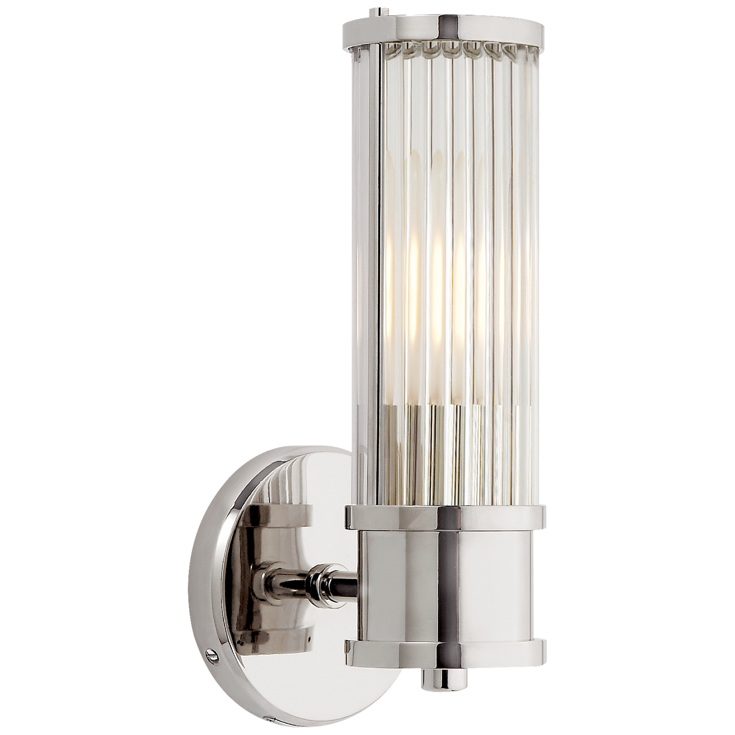 Allen Single Sconce in Polished Nickel and Glass Rods