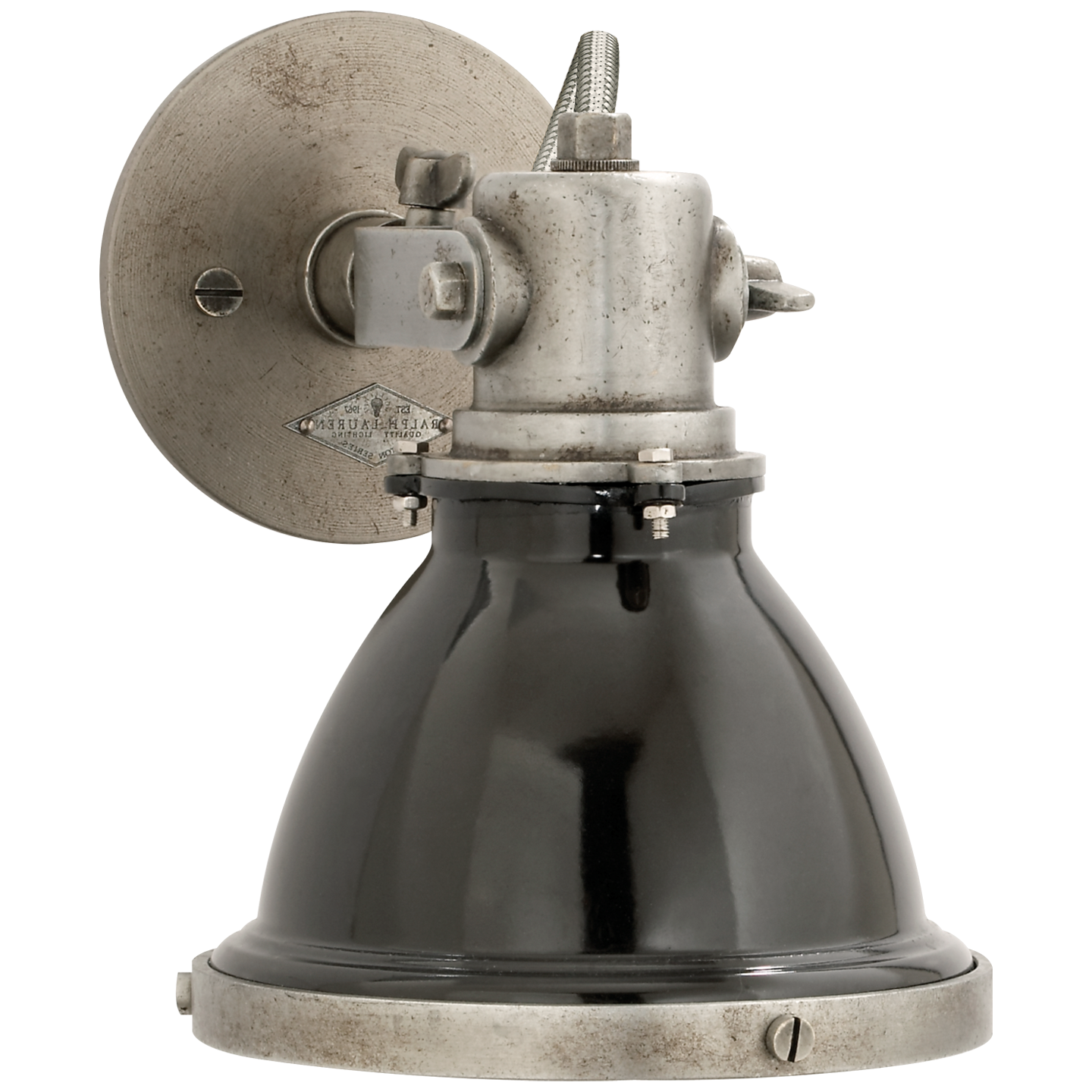 Fulton Small Sconce in Industrial Steel with Black Enamel Shade