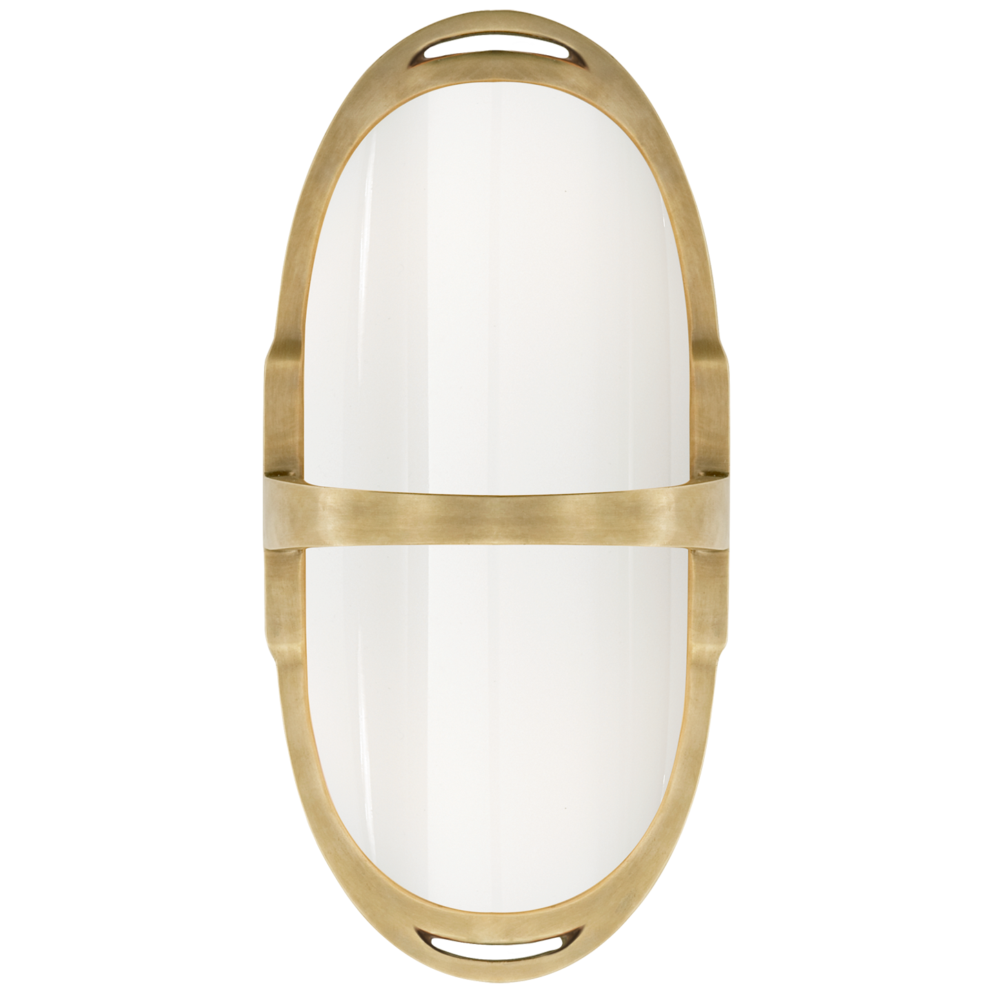 Westbury Double Sconce in Natural Brass with White Glass