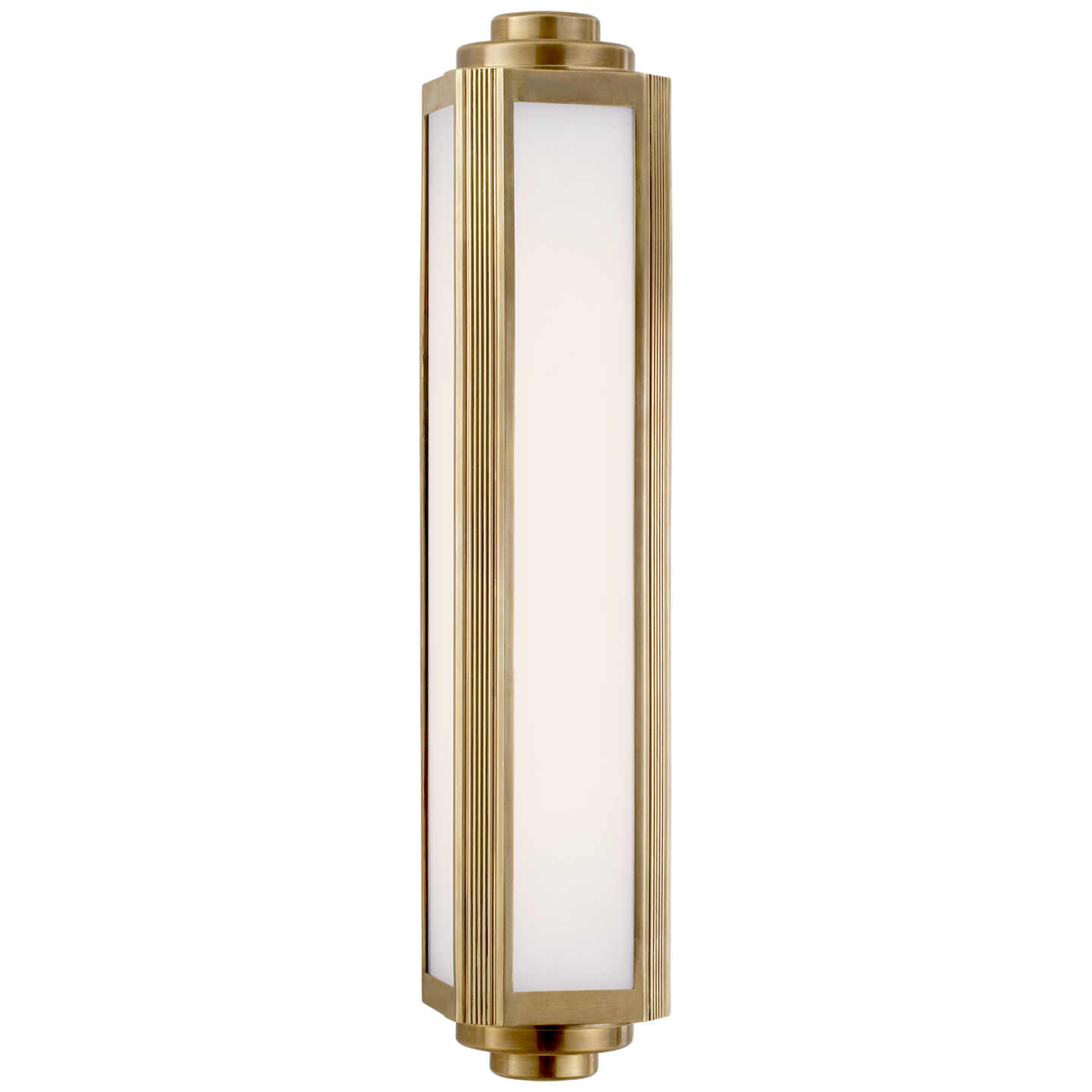Keating Medium Sconce in Natural Brass with White Glass