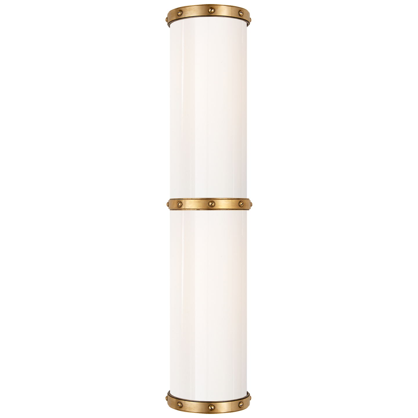 Bleeker Double Bath Sconce in Natural Brass with White Glass