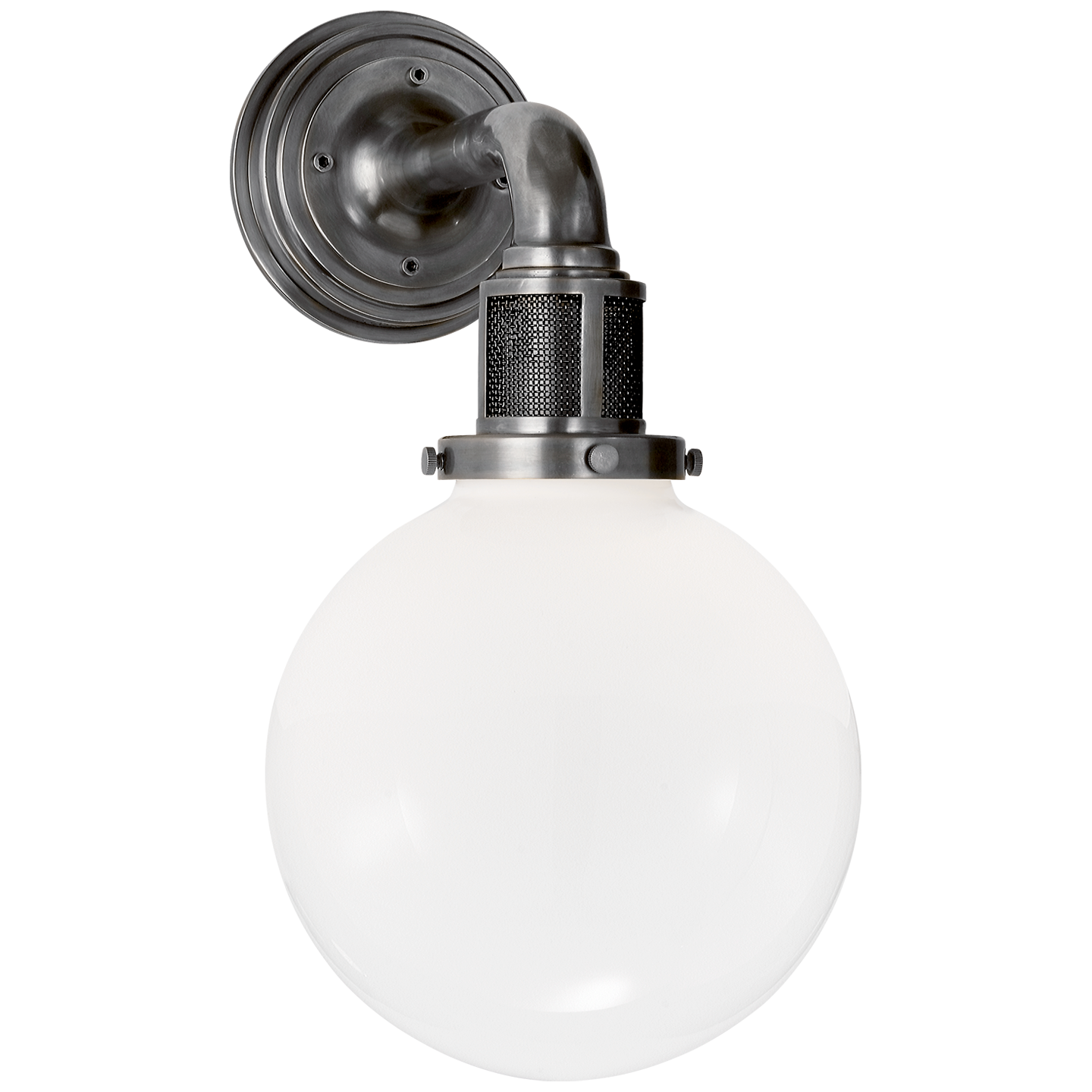 McCarren Single Sconce in Bronze with White Glass