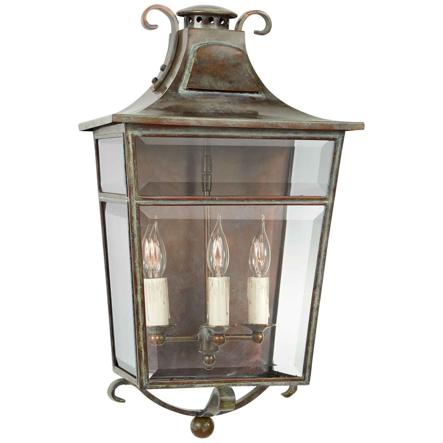 Carrington Medium Sconce in Weathered Verdigris with Clear Glass