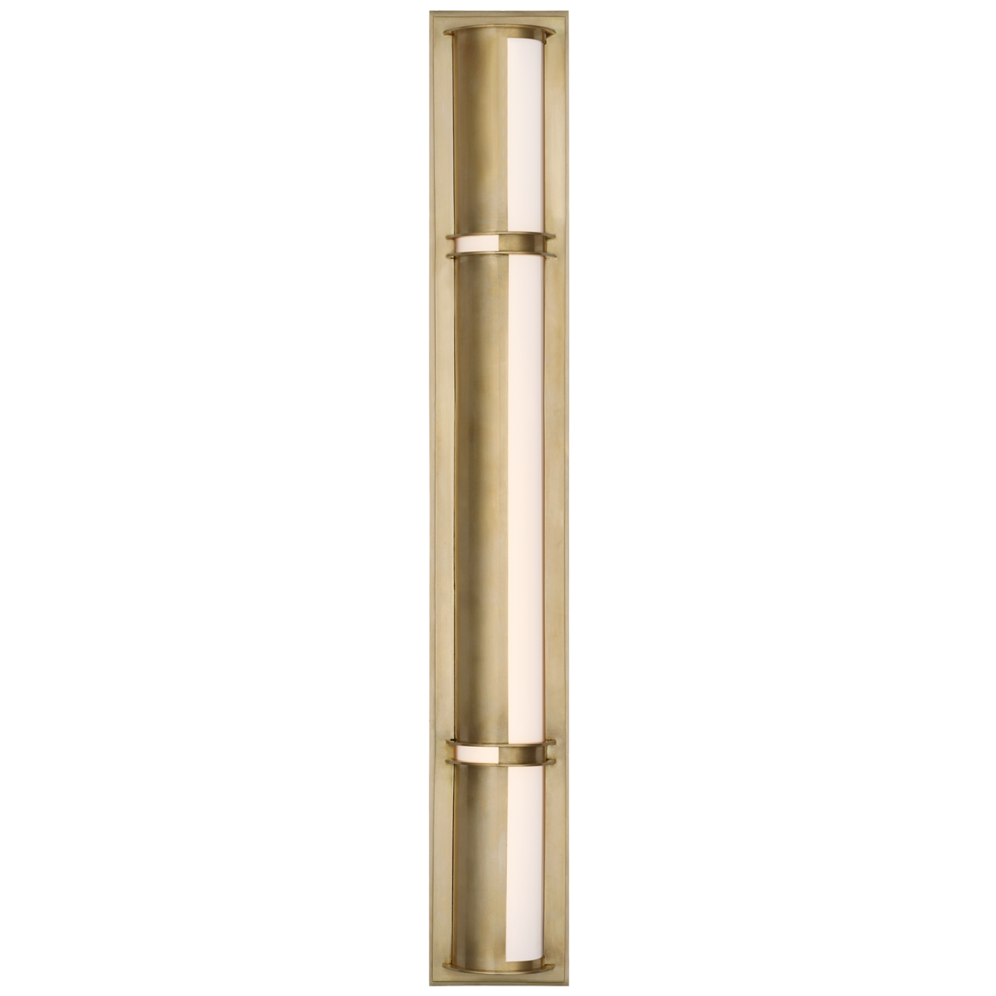 Strever 32" Shielded Bath Light in Natural Brass with White Glass