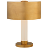 Barton Desk Lamp in Natural Brass and Etched Crystal with Natural Brass Shade