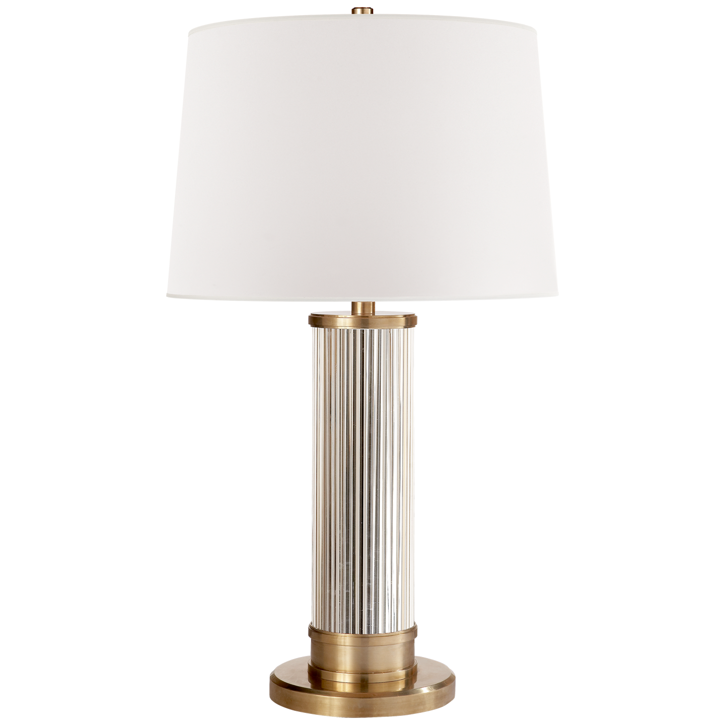 Allen Table Lamp in Natural Brass and Glass Rods with White Paper Shade