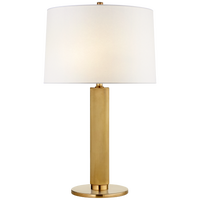 Barrett Medium Knurled Table Lamp in Natural Brass with Linen Shade