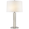 Barrett Medium Knurled Table Lamp in Polished Nickel with Linen Shade