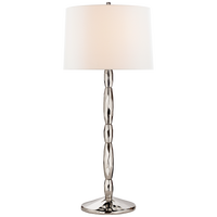 Hollis Large Table Lamp in Polished Nickel with Linen Shade