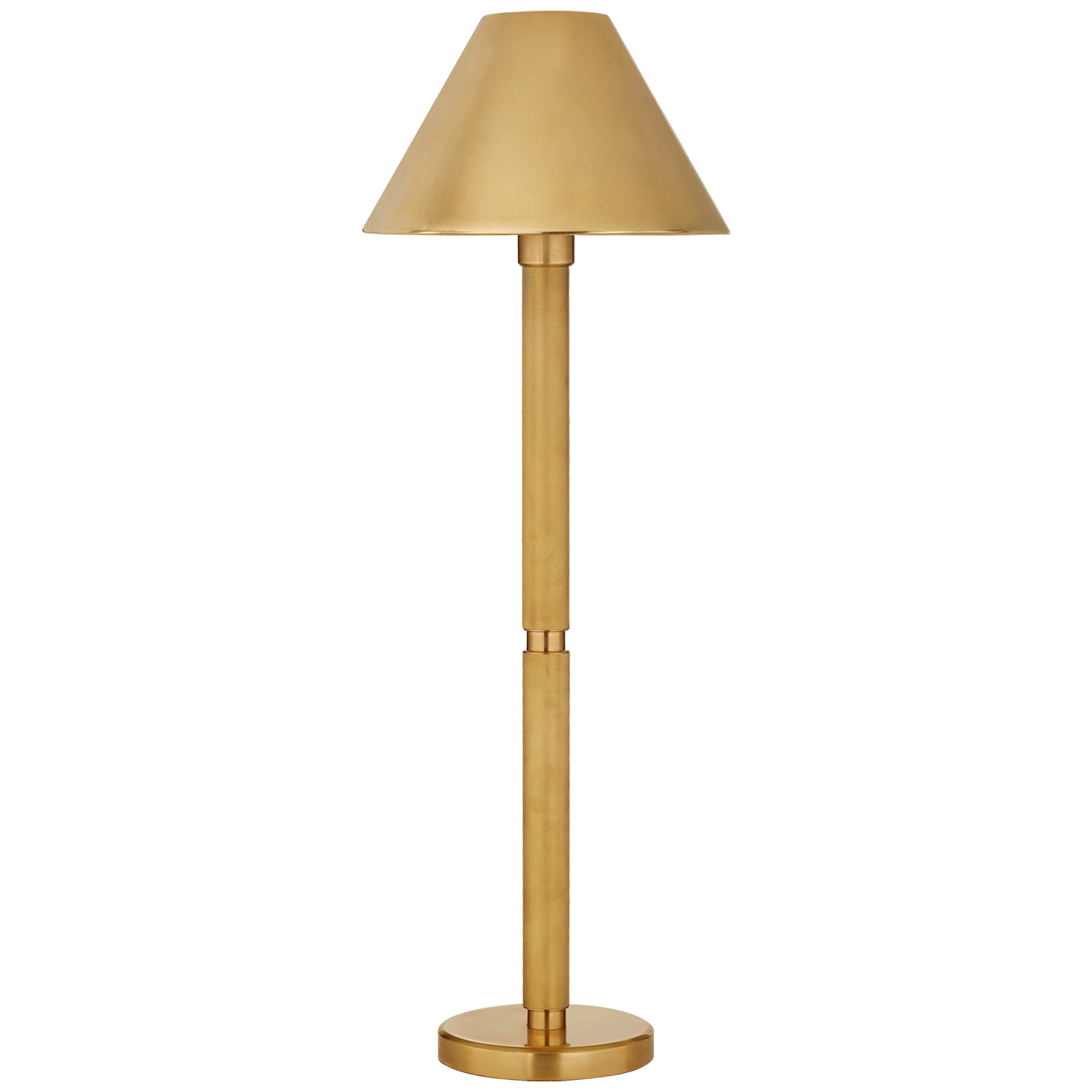 Barrett Knurled Buffet Lamp in Natural Brass with Natural Brass Shade