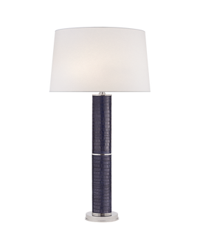 Upper Fifth Table Lamp in Navy Blue Croc with Silk Shade