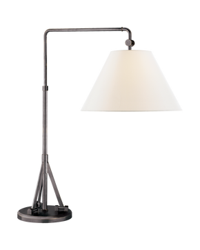 Brompton Swing Arm Table Lamp in Bronze with Linen Shade