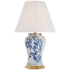 Blythe Medium Table Lamp in Blue and White Porcelain with Silk Pleated Shade