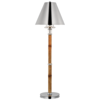 Dalfern Desk Lamp in Waxed Bamboo and Polished Nickel  with Polished Nickel Shade