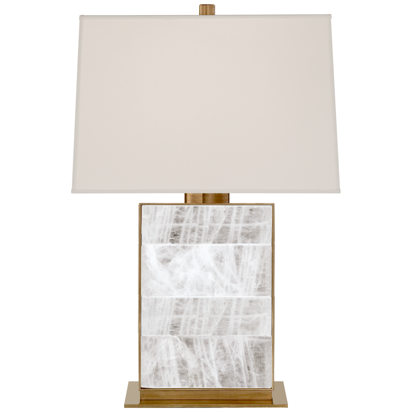 Ellis Bedside Lamp in Natural Brass and Quartz with Percale Shade