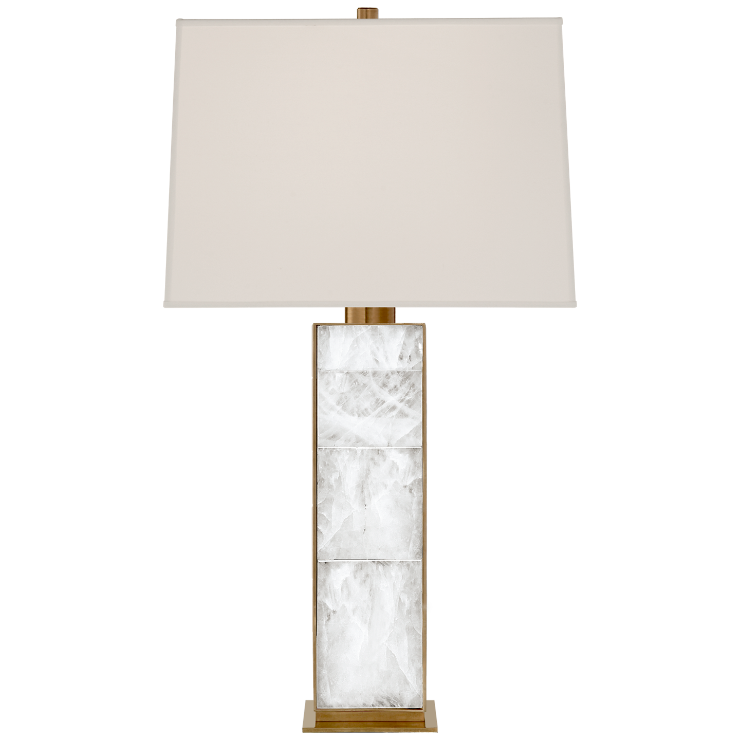Ellis Table Lamp in Natural Brass and Quartz with Percale Shade