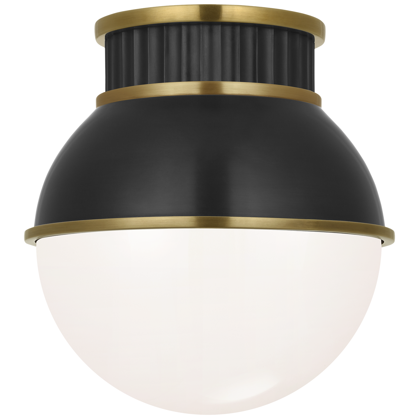 Cavill 8" Flush Mount in Bronze and Natural Brass with Bronze Hood and White Glass