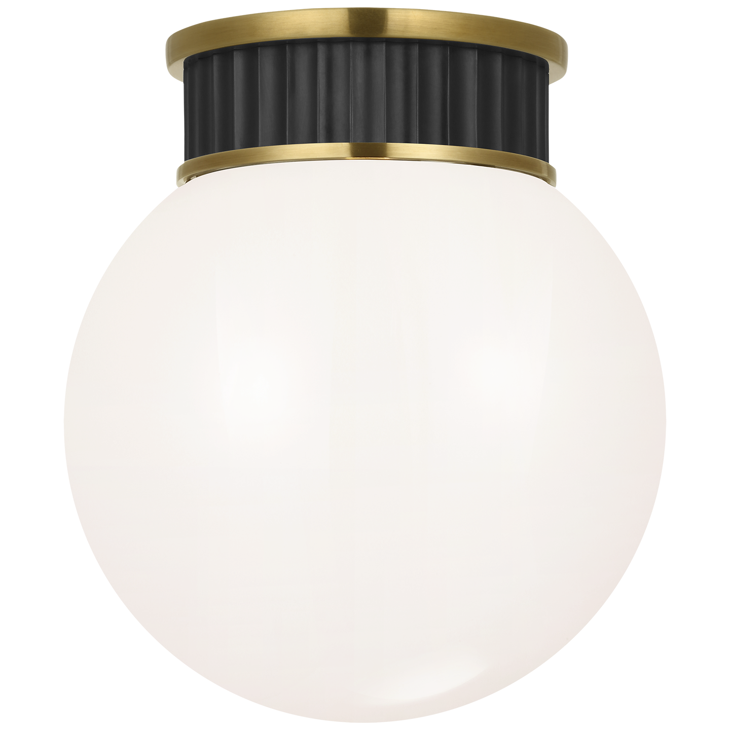 Cavill 8" Flush Mount in Bronze and Natural Brass with White Glass