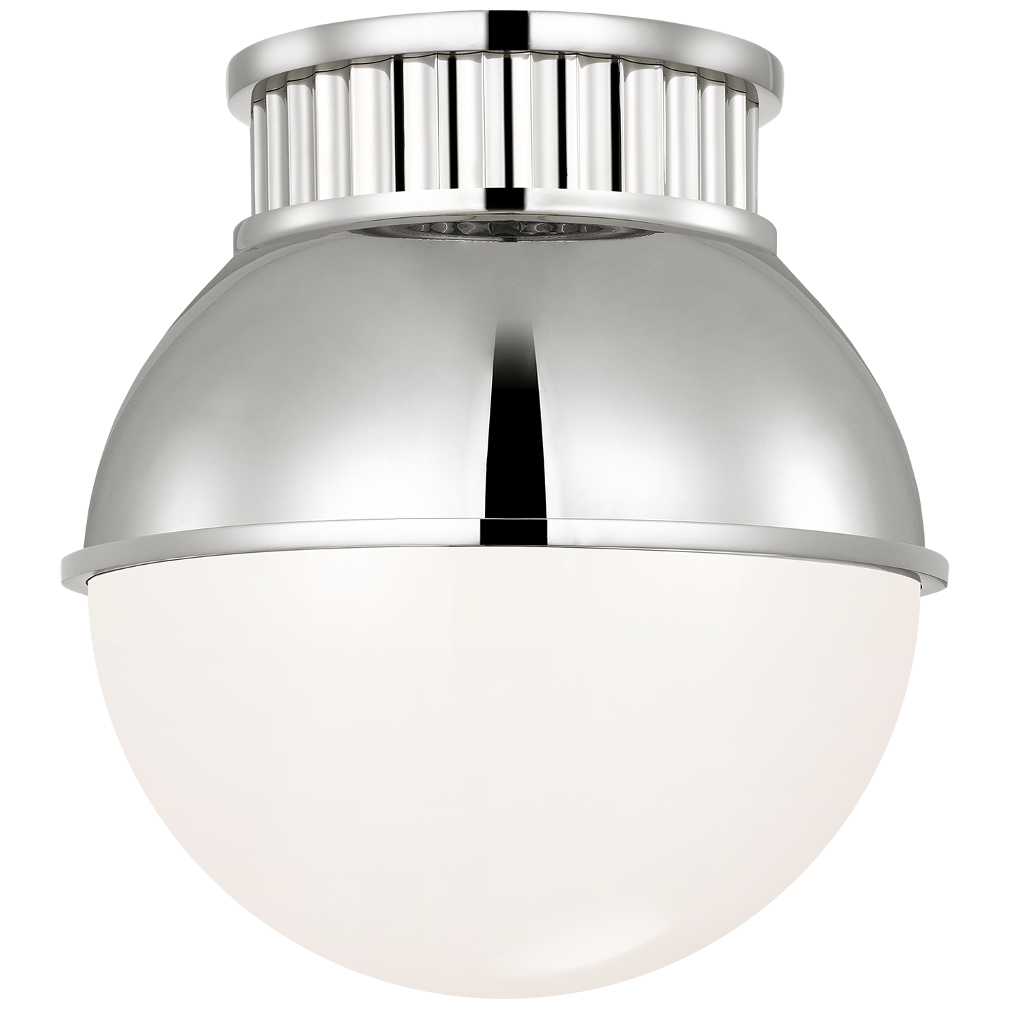 Cavill 8" Flush Mount in Polished Nickel with Polished Nickel Hood and White Glass