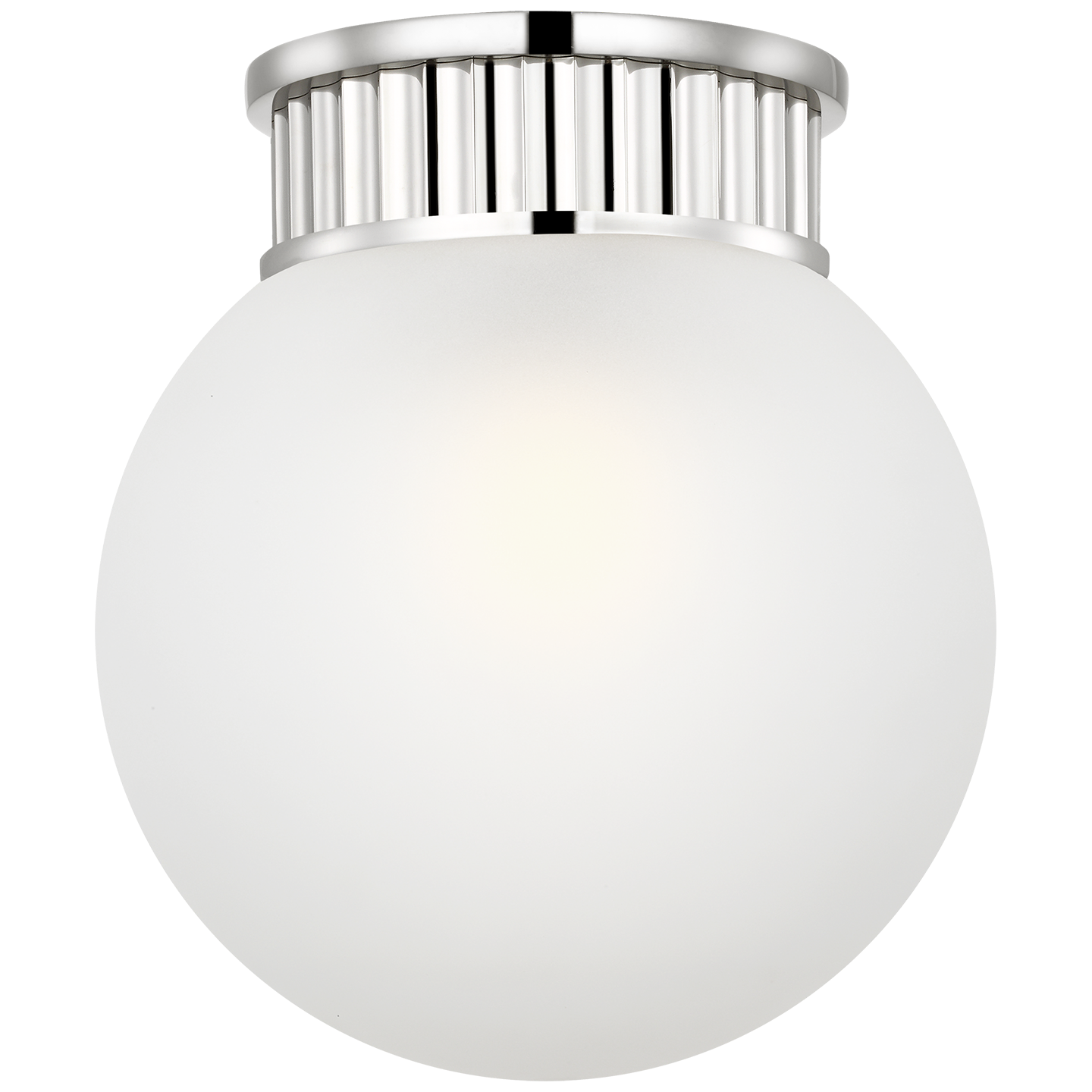 Cavill 8" Flush Mount in Polished Nickel with White Glass