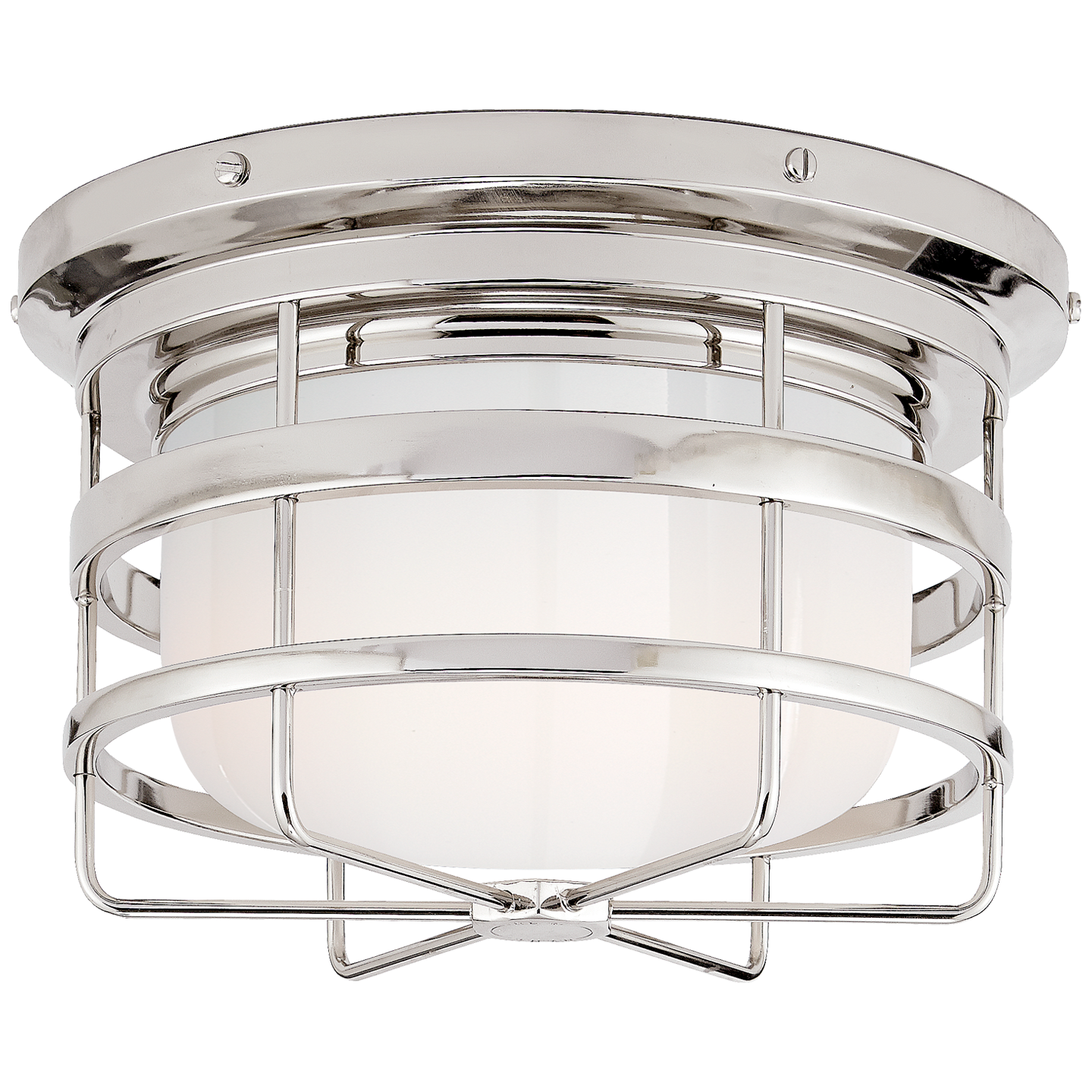 Crosby Flush Mount in Polished Nickel with White Glass