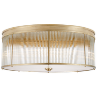 Allen Grande Flush Mount in Natural Brass and Glass Rods with White Glass