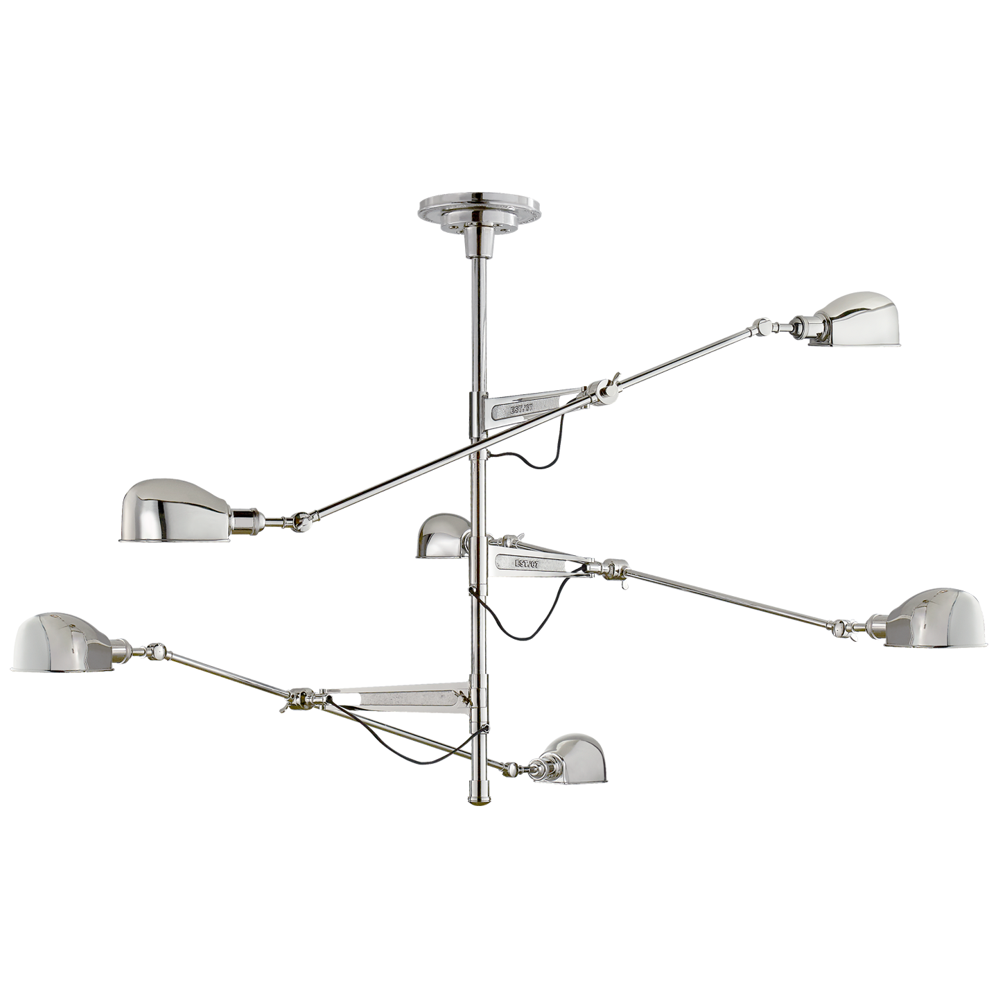 RL '67 Extra Large Triple Arm Chandelier in Polished Nickel