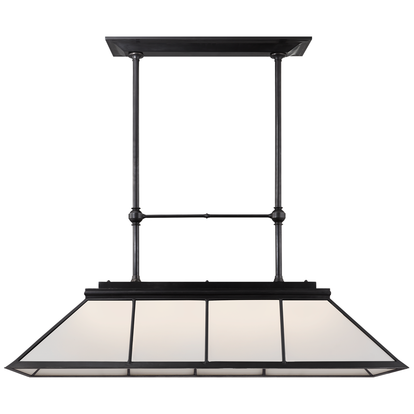 Rivington Large Billiard Chandelier in Bronze with White Glass