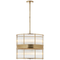 Allen Large Chandelier in Natural Brass and Glass Rods