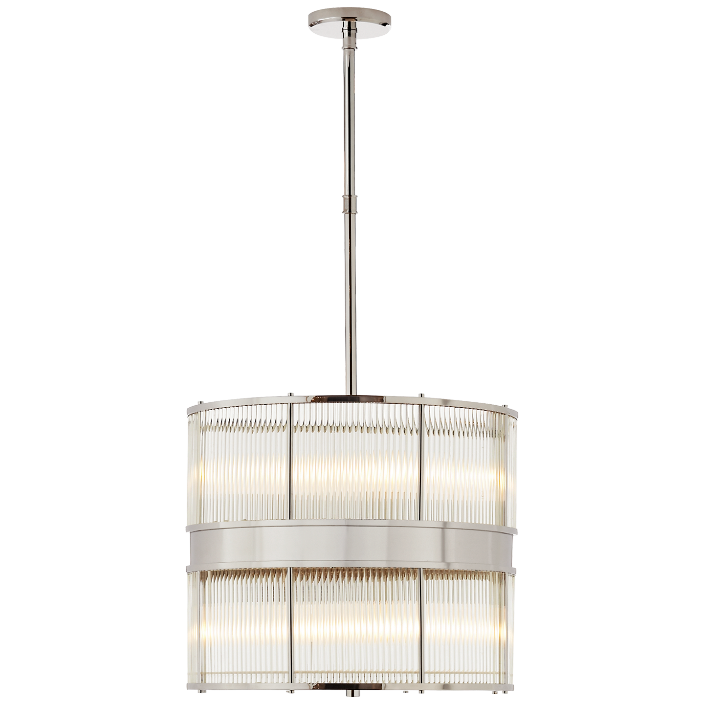 Allen Large Chandelier in Polished Nickel and Glass Rods