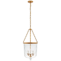Cambridge Medium Smoke Bell Lantern in Natural Brass with Clear Glass