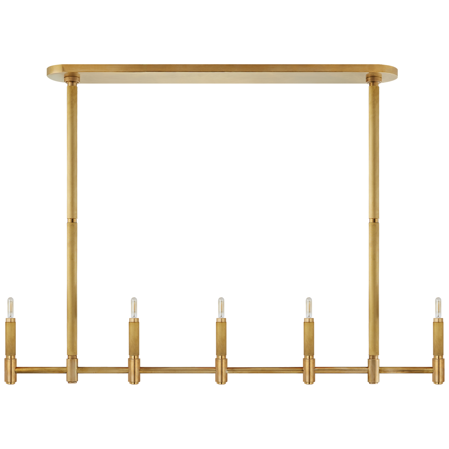 Barrett Large Knurled Linear Chandelier in Natural Brass