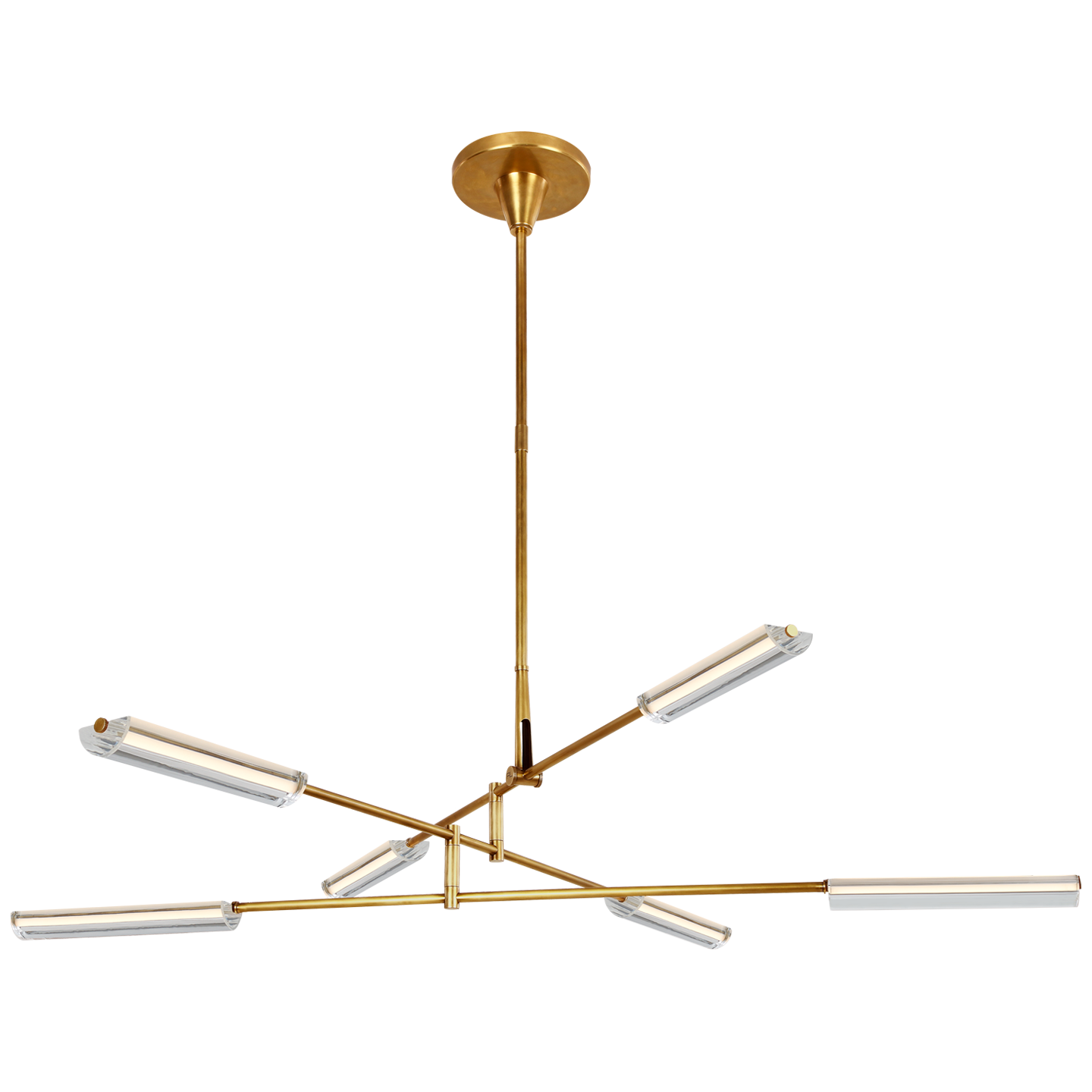 Daley Large Six Light Chandelier in Natural Brass with Clear Acrylic
