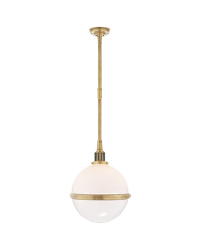 McCarren Large Globe Pendant in Natural Brass with White Glass