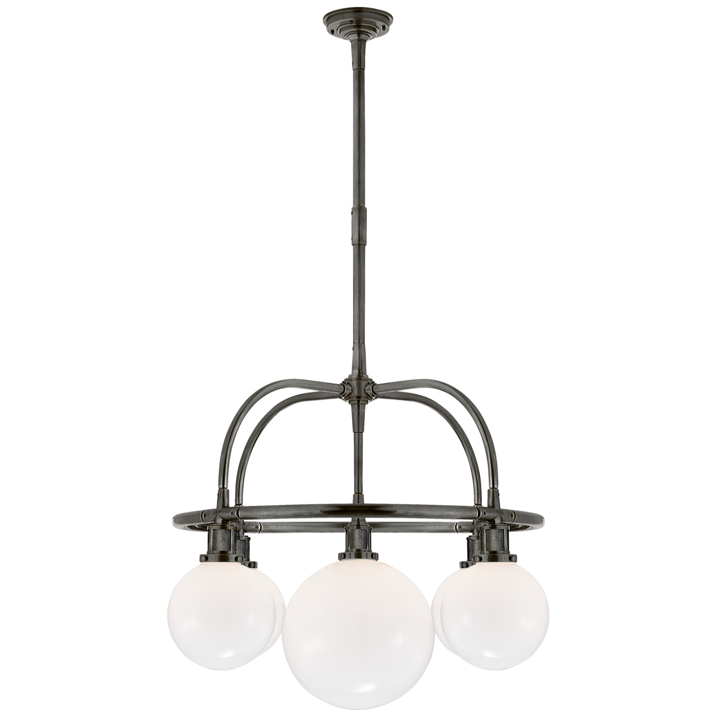 McCarren Single Tier Chandelier in Bronze with White Glass