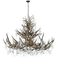 Straton Triple Tier Chandelier in Natural Bone with Antiqued Crystal