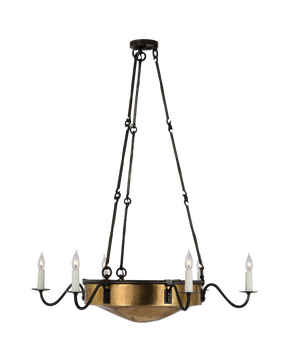 Ancram Large Empire Chandelier in Natural Brass and Aged Iron