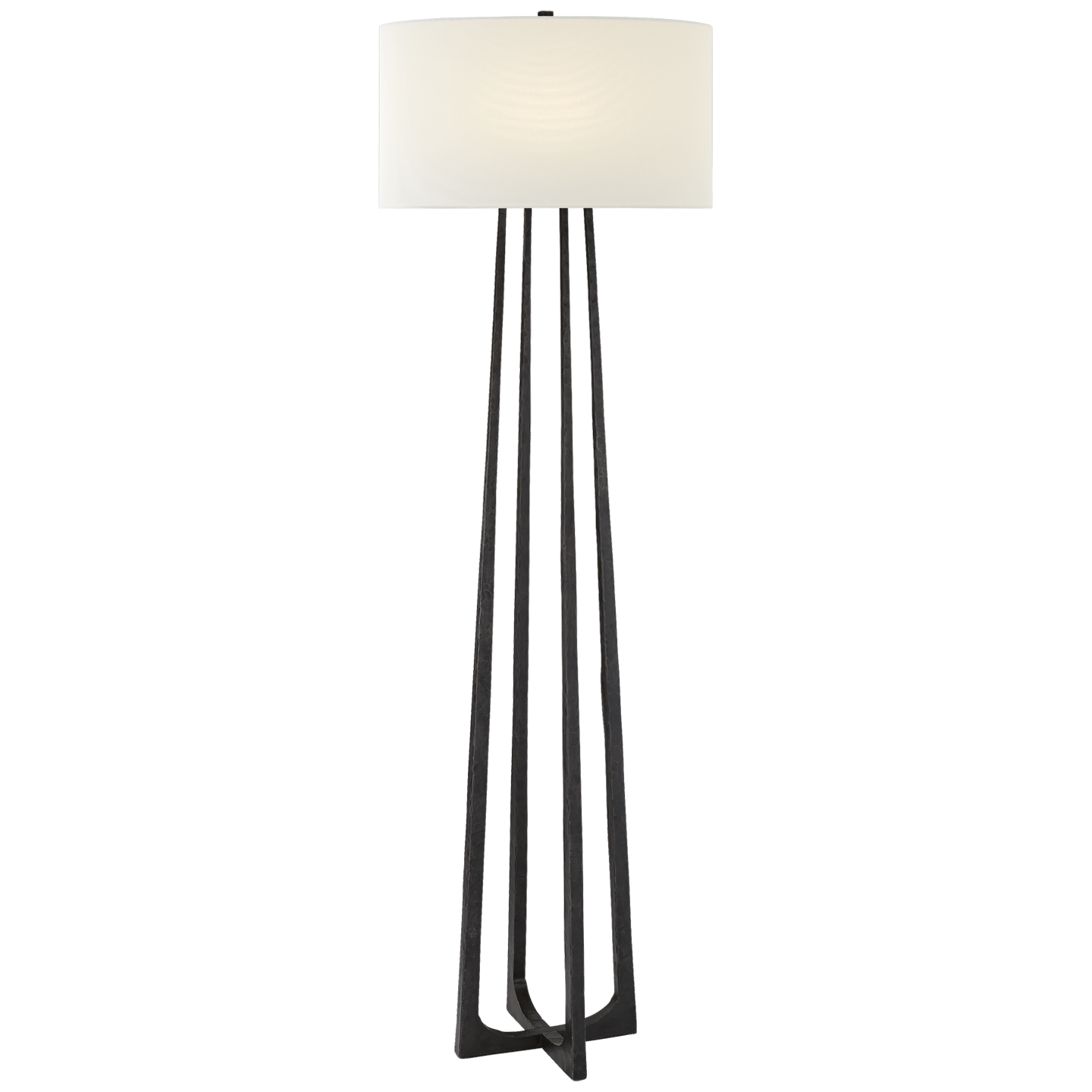 Scala Large Hand-Forged Floor Lamp in Aged Iron with Linen Shade