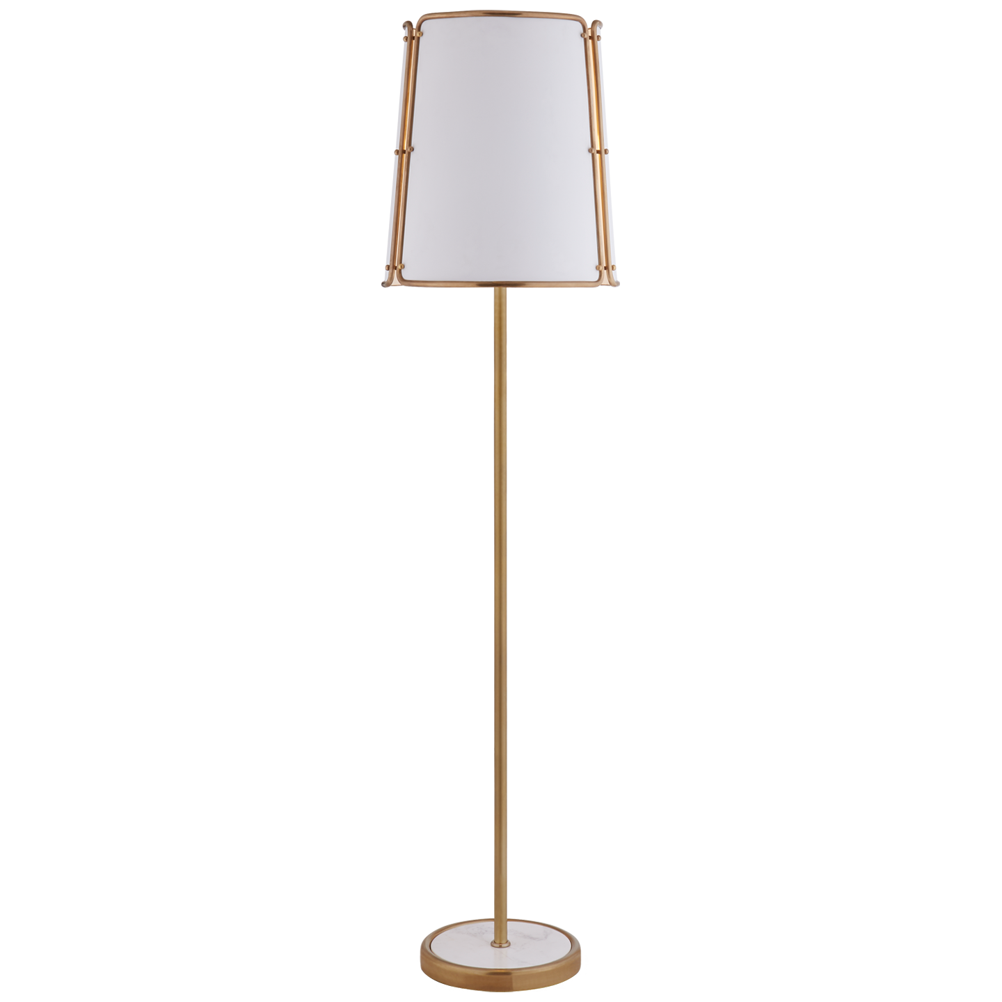 Hastings Large Floor Lamp in Hand-Rubbed Antique Brass with White Shade