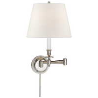Candlestick Swing Arm in Polished Nickel with Linen Shade