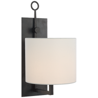 Aspen Iron Wall Lamp in Black Rust with Linen Shade