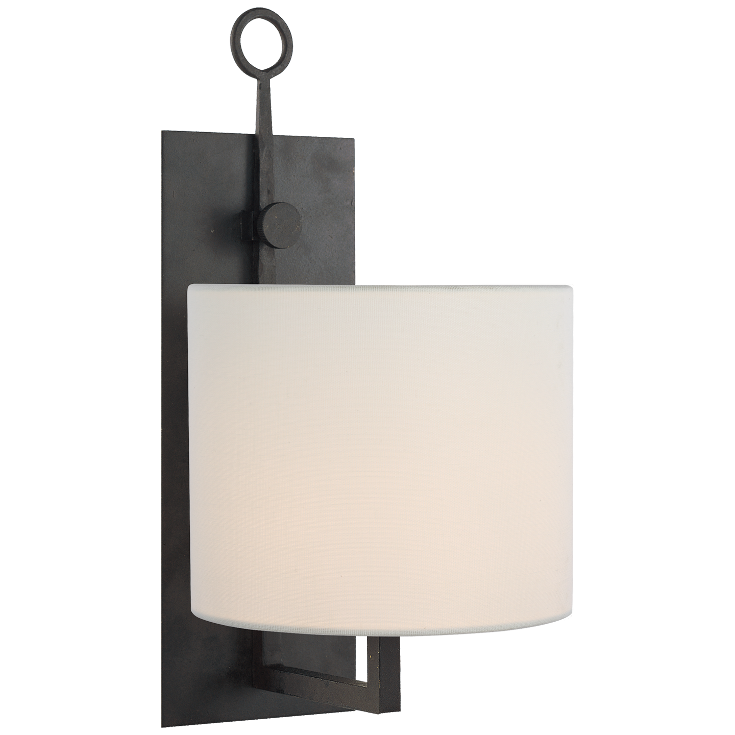 Aspen Iron Wall Lamp in Black Rust with Linen Shade