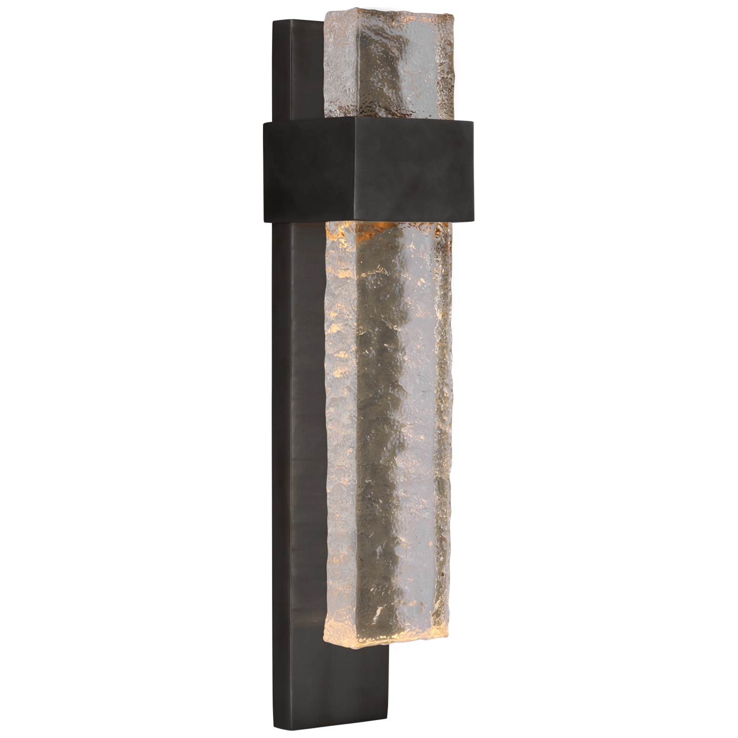 Brock Medium Sconce in Bronze and Clear Wavy Glass