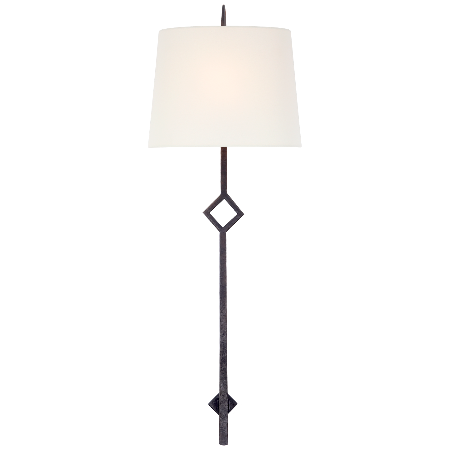 Cranston Large Sconce in Aged Iron with Linen Shade
