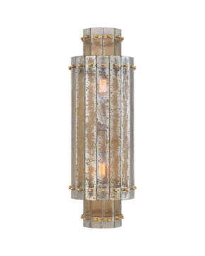 Cadence Large Tiered Sconce in Hand-Rubbed Antique Brass with Antique Mirror 