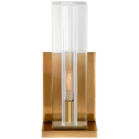 Ambar Tall Wall Light in Crystal and Hand-Rubbed Antique Brass