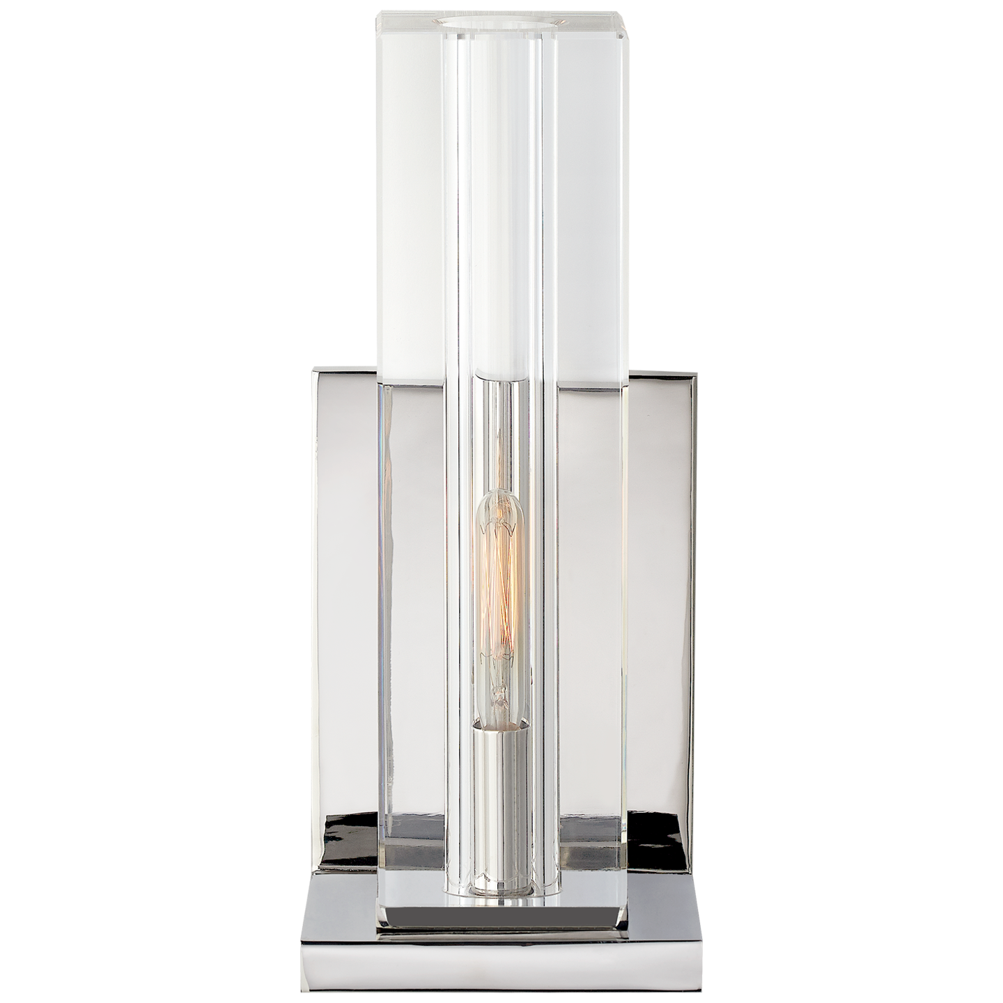 Ambar Tall Wall Light in Crystal and Polished Nickel
